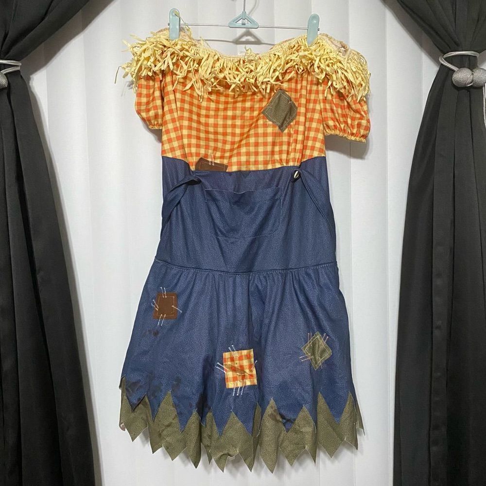 Amscan Sultry Scarecrow, Blue/orange Halloween costume with overalls